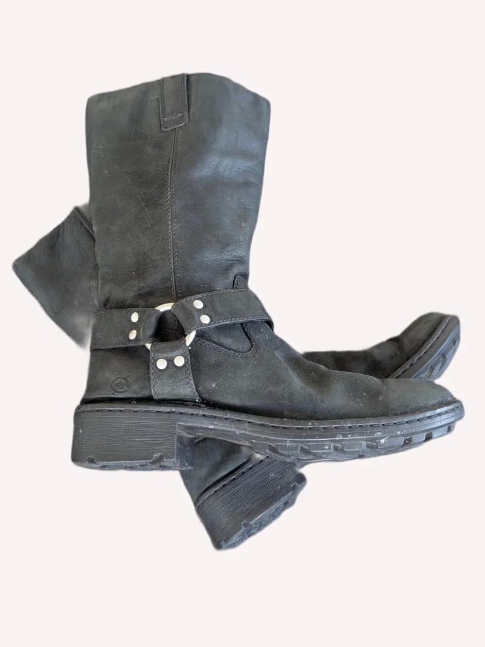 Born Black Leather Women's Pull On Motorcycle Boots - Size 8.5 - Picture 2 of 13